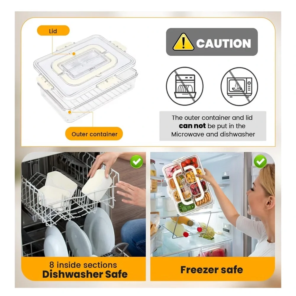 ✨BNWT - Portable Divided Clear Storage Container with Lid (8 Compartments)✨